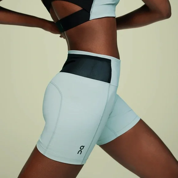 On Running Women's Mint and Black Sprinter Bike Shorts - Picture 1 of 6